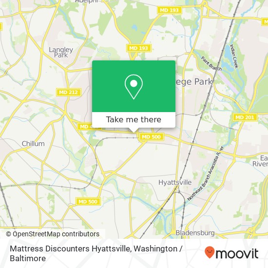 Mapa de Mattress Discounters Hyattsville
