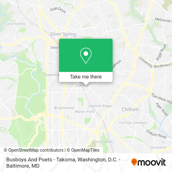Mapa de Busboys And Poets - Takoma