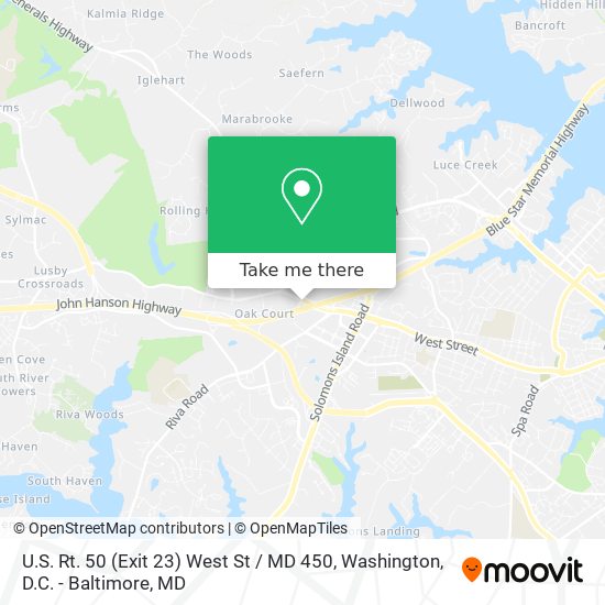 Mapa de U.S. Rt. 50 (Exit 23) West St / MD 450