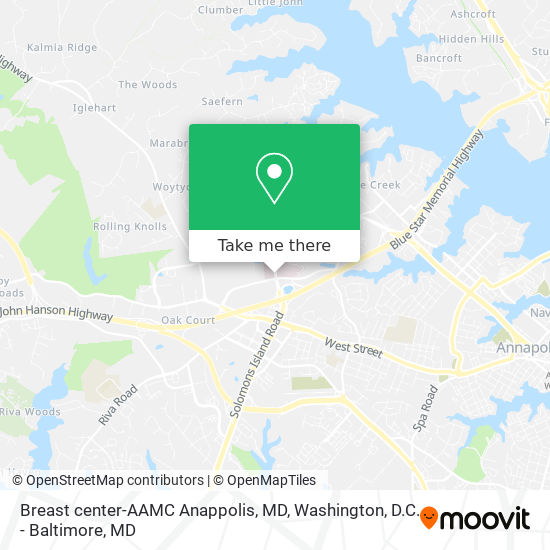 Mapa de Breast center-AAMC Anappolis, MD