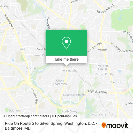 Ride On Route 5 to Silver Spring map