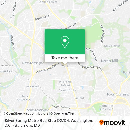Mapa de Silver Spring Metro Bus Stop Q2 / Q4