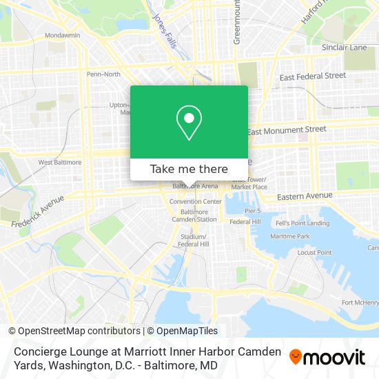 Concierge Lounge at Marriott Inner Harbor Camden Yards map