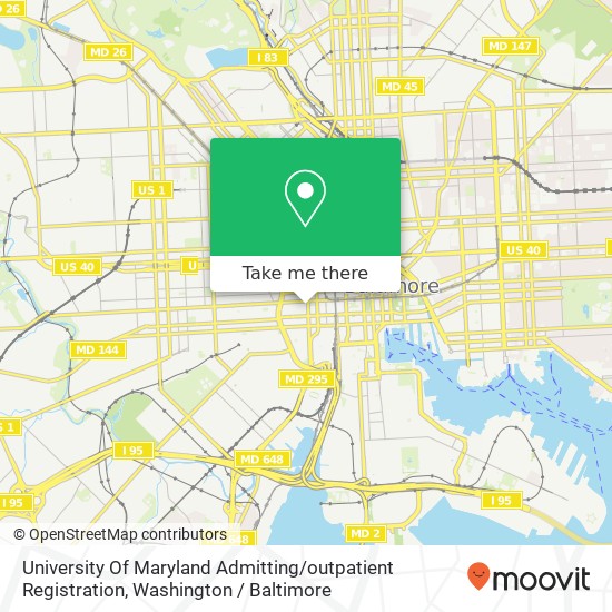 Mapa de University Of Maryland Admitting / outpatient Registration
