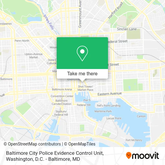 Baltimore City Police Evidence Control Unit map