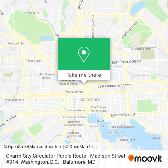Mapa de Charm City Circulator Purple Route - Madison Street - #314