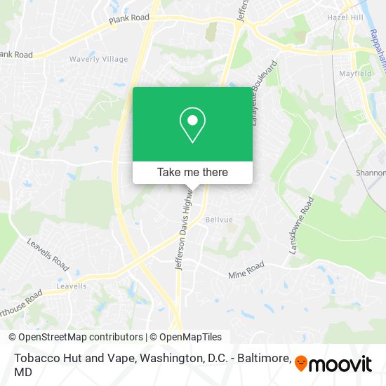 Tobacco Hut and Vape map