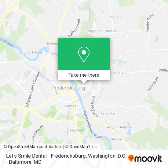 Let's Smile Dental - Fredericksburg map