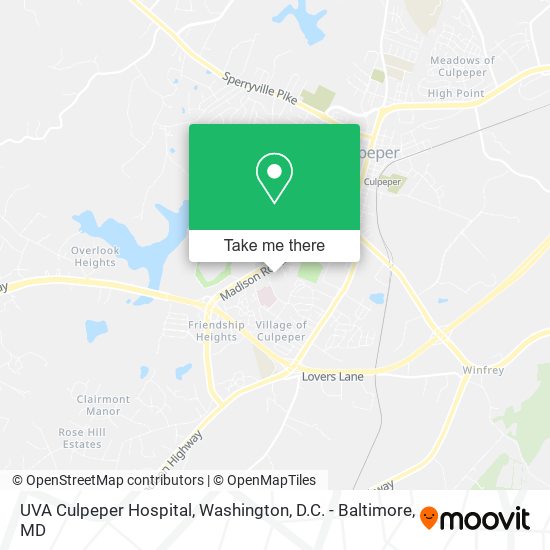 UVA Culpeper Hospital map