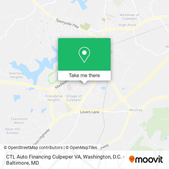 Mapa de CTL Auto Financing Culpeper VA