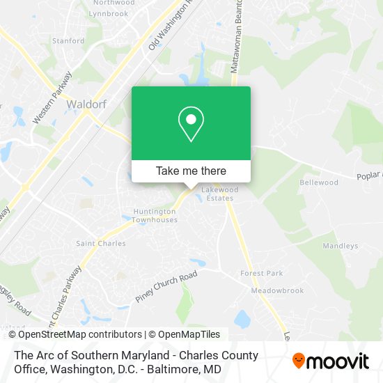 Mapa de The Arc of Southern Maryland - Charles County Office