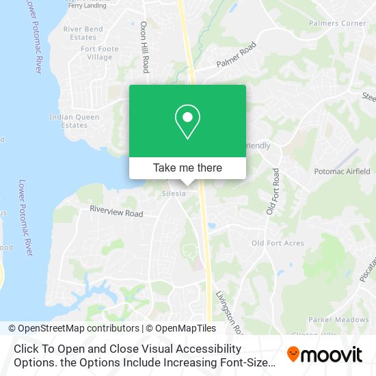 Click To Open and Close Visual Accessibility Options. the Options Include Increasing Font-Size and map