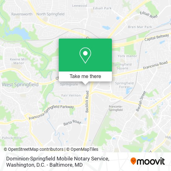 Dominion-Springfield Mobile Notary Service map