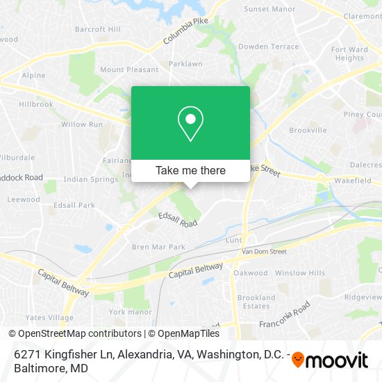 6271 Kingfisher Ln, Alexandria, VA map