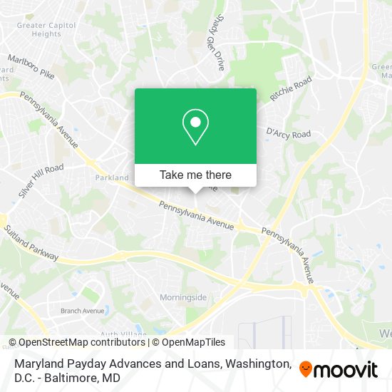 Maryland Payday Advances and Loans map