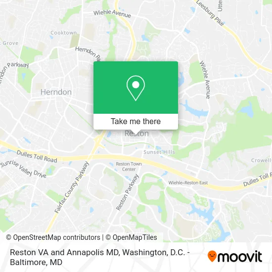 Reston VA and Annapolis MD map