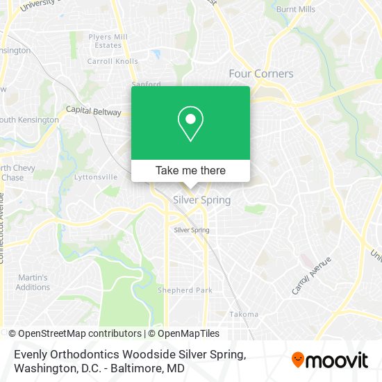 Evenly Orthodontics Woodside Silver Spring map