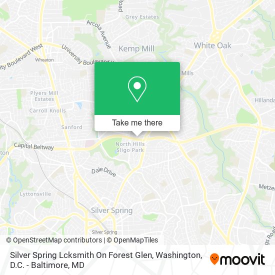 Silver Spring Lcksmith On Forest Glen map