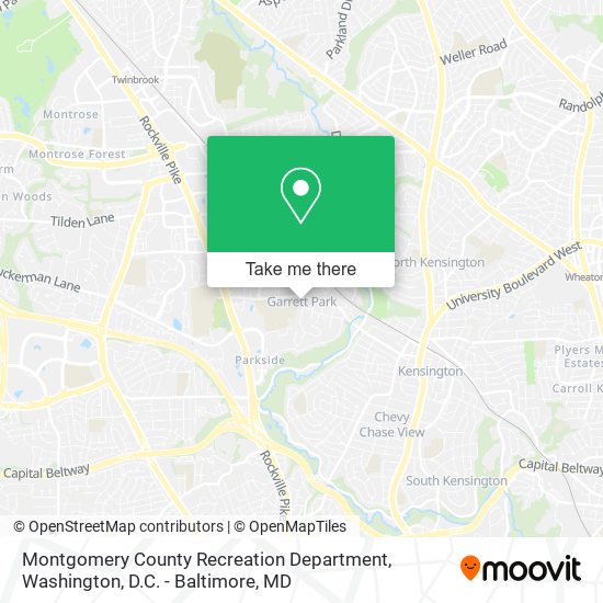 Montgomery County Recreation Department map