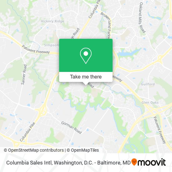 Columbia Sales Intl map