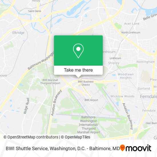 BWI Shuttle Service map