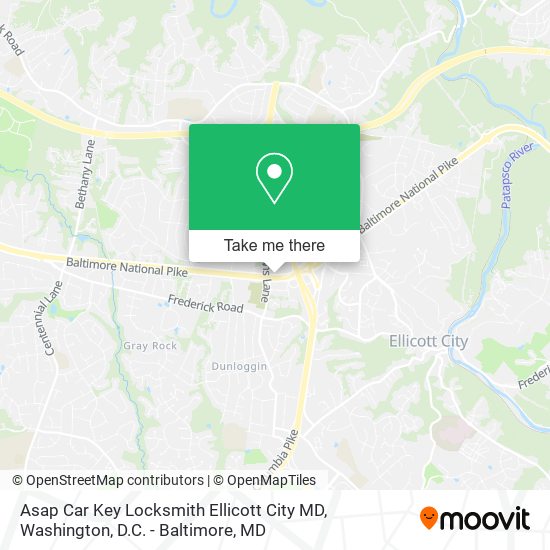 Mapa de Asap Car Key Locksmith Ellicott City MD