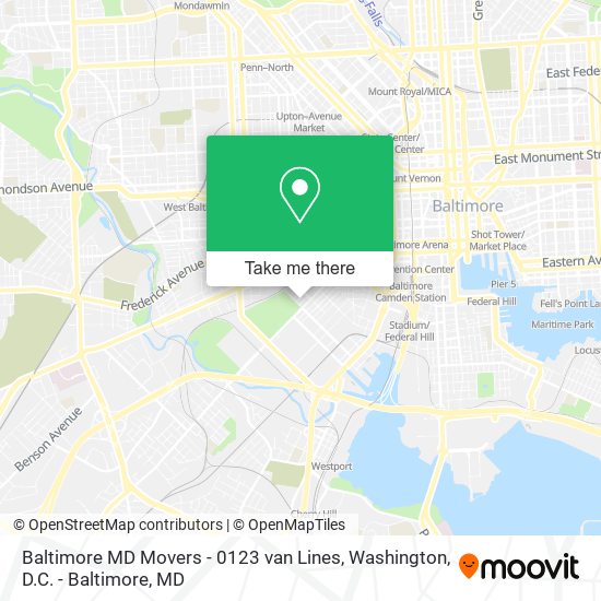 Baltimore MD Movers - 0123 van Lines map