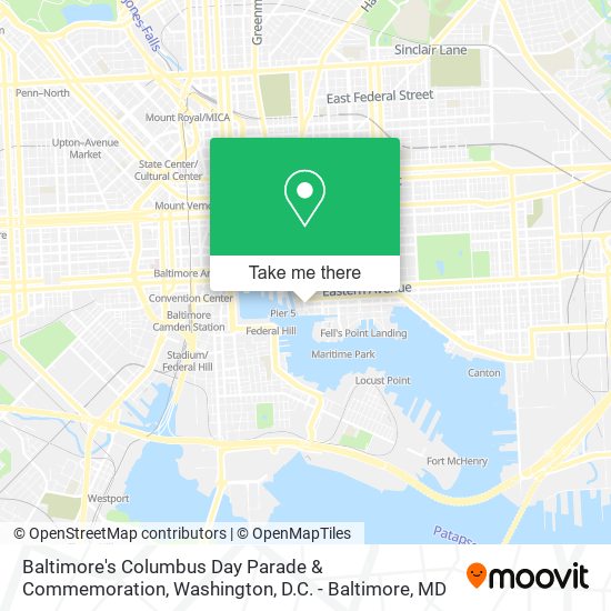 Mapa de Baltimore's Columbus Day Parade & Commemoration