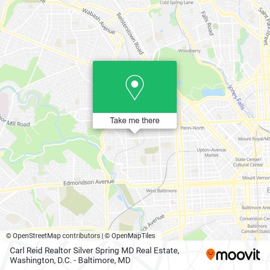 Carl Reid Realtor Silver Spring MD Real Estate map