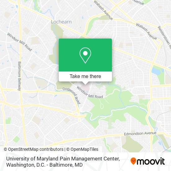 University of Maryland Pain Management Center map