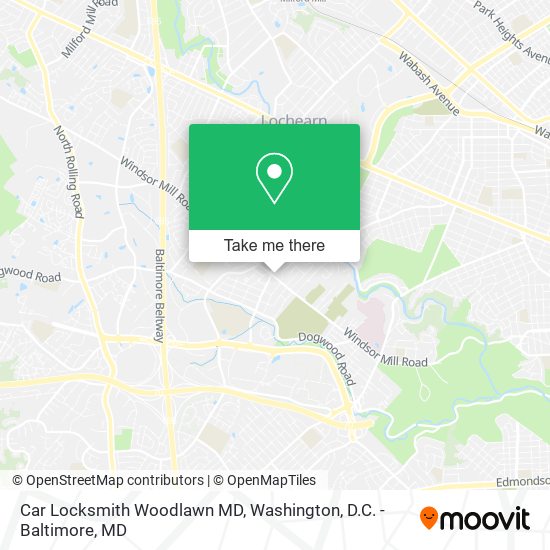 Car Locksmith Woodlawn MD map