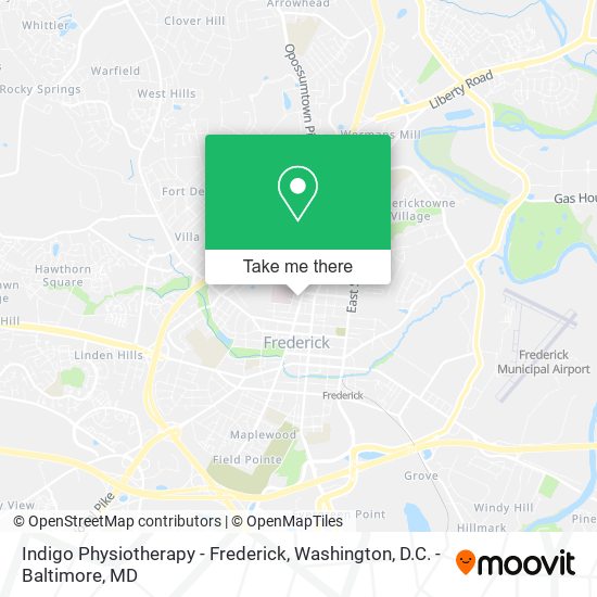 Indigo Physiotherapy - Frederick map