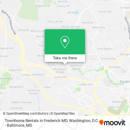Townhome Rentals in Frederick MD map