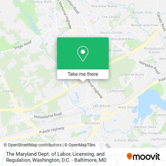 Mapa de The Maryland Dept. of Labor, Licensing, and Regulation