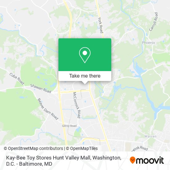 Mapa de Kay-Bee Toy Stores Hunt Valley Mall