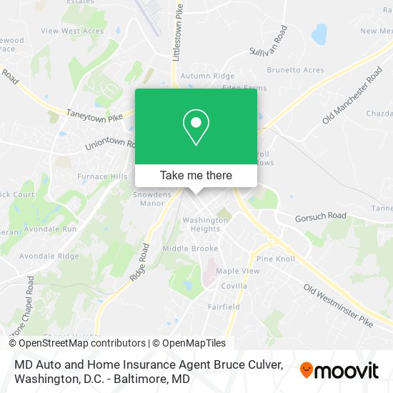 MD Auto and Home Insurance Agent Bruce Culver map