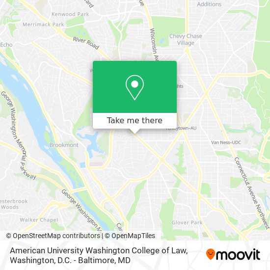 Mapa de American University Washington College of Law