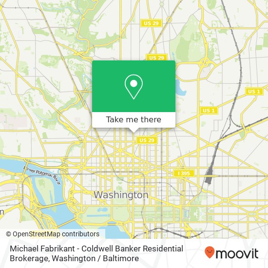 Mapa de Michael Fabrikant - Coldwell Banker Residential Brokerage, 1617 14th St NW