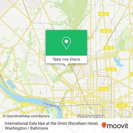 Mapa de International Gala Nye at the Omni Shoreham Hotel, 2500 Calvert St NW