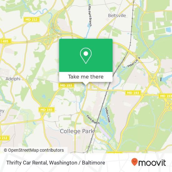 Thrifty Car Rental, 9020 Baltimore Ave map