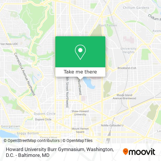 Howard University Burr Gymnasium map