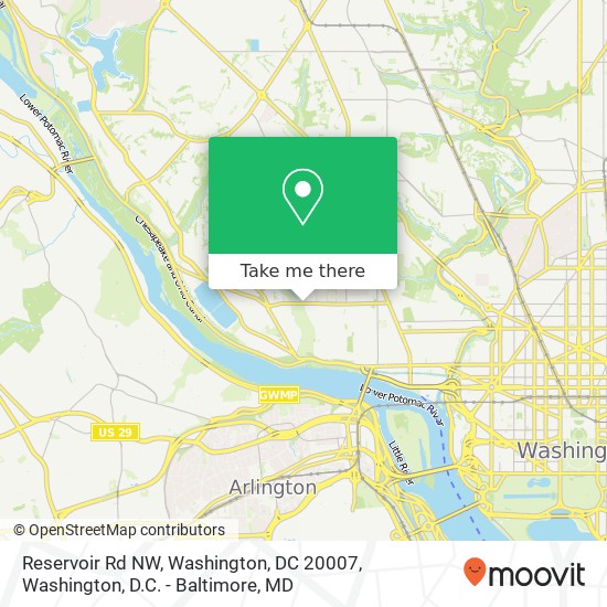 Reservoir Rd NW, Washington, DC 20007 map
