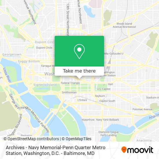 Mapa de Archives - Navy Memorial-Penn Quarter Metro Station