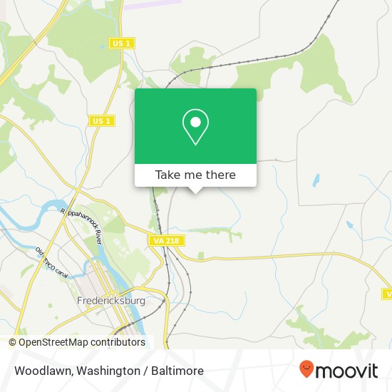 Mapa de Woodlawn, Fredericksburg (Washington DC Metro Area)