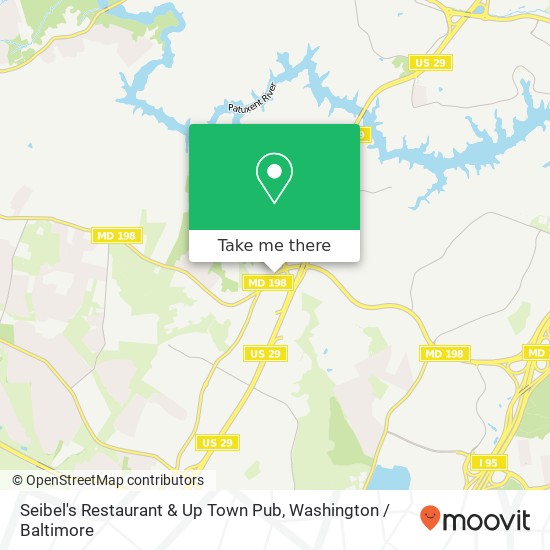 Mapa de Seibel's Restaurant & Up Town Pub, 15540 Old Columbia Pike