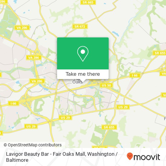 Mapa de Lavigor Beauty Bar - Fair Oaks Mall, 11750 Fair Oaks Mall