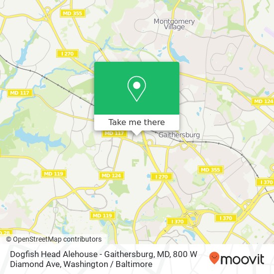 Mapa de Dogfish Head Alehouse - Gaithersburg, MD, 800 W Diamond Ave