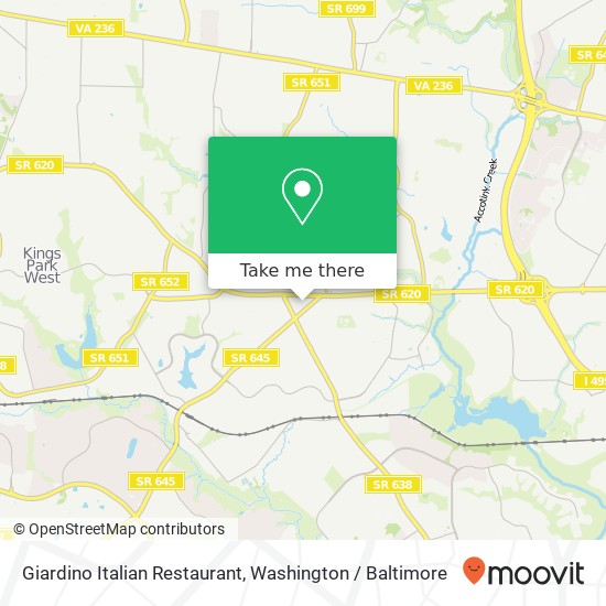 Mapa de Giardino Italian Restaurant, 8944 Burke Lake Rd