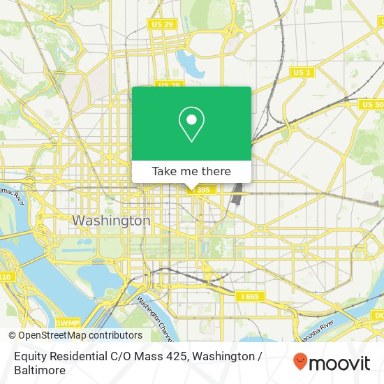 Mapa de Equity Residential C / O Mass 425, 401 Massachusetts Ave NW