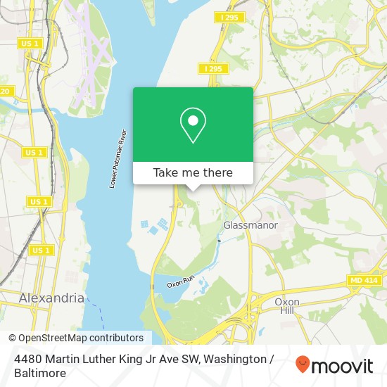Mapa de 4480 Martin Luther King Jr Ave SW, Washington, DC 20032